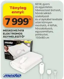 Auchan MESKO MS7419 ELEKTROMOS ÁGYMELEGÍTŐ ajánlat