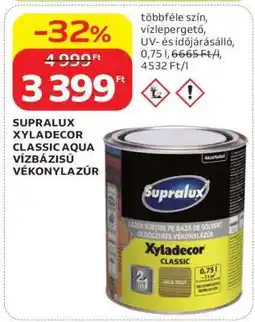 Auchan SUPRALUX XYLADECOR CLASSIC AQUA VÍZBÁZISÚ VÉKONYLAZÚR ajánlat