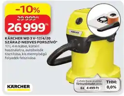 Auchan KÄRCHER WD 3 V-17/4/20 SZÁRAZ-NEDVES PORSZÍVÓ ajánlat
