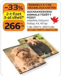 Auchan AUCHAN KEDVENC ANIMALS TŰZÖTT FÜZET ajánlat