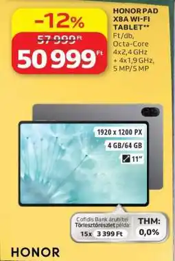 Auchan HONOR PAD X8A WI-FI TABLET ajánlat