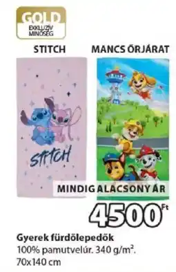 JYSK Stitch gyerek fürdőlepedő ajánlat