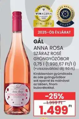 Spar GÁL ANNA ROSA SZÁRAZ ROSÉ GYÖNGYÖZŐBOR ajánlat