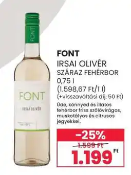 Spar FONT IRSAI OLIVÉR SZÁRAZ FEHÉRBOR ajánlat