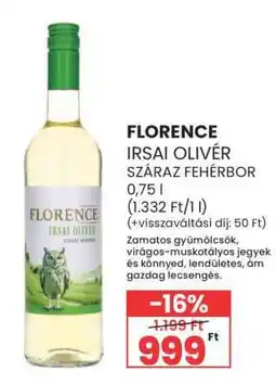 Spar FLORENCE IRSAI OLIVÉR SZÁRAZ FEHÉRBOR ajánlat