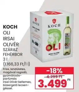 Spar KOCH OLI IRSAI OLIVÉR SZÁRAZ FEHÉRBOR 3 l ajánlat