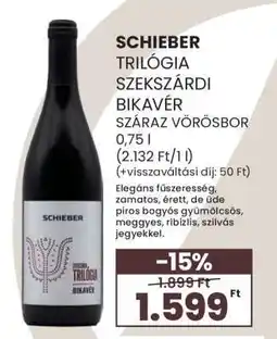 Spar SCHIEBER TRILÓGIA SZEKSZÁRDI BIKAVÉR SZÁRAZ VÖRÖSBOR 0,75 l ajánlat