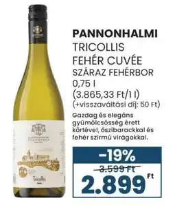 Spar PANNONHALMI TRICOLLIS FEHÉR CUVÉE SZÁRAZ FEHÉRBOR 0,75 l ajánlat