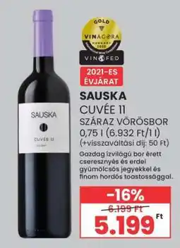 Spar SAUSKA CUVÉE 11 SZÁRAZ VÖRÖSBOR ajánlat