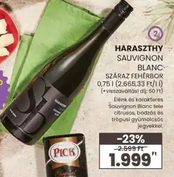 Spar HARASZTHY SAUVIGNON BLANC SZÁRAZ FEHÉRBOR ajánlat