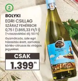 Spar BOLYKI EGRI CSILLAG SZÁRAZ FEHÉRBOR ajánlat