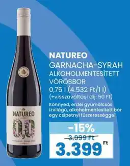 Spar NATUREO GARNACHA-SYRAH ALKOHOLMENTESÍTETT VÖRÖSBOR ajánlat