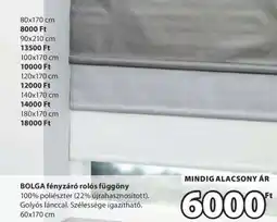 JYSK BOLGA fényzáró rolós függöny ajánlat