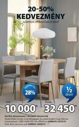 JYSK Alling étkezőasztal + brande étkezőszék ajánlat