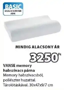 JYSK Vanse memory hab szivacs párna ajánlat