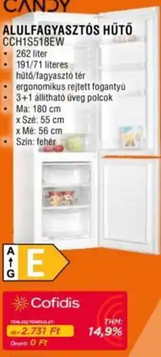 Expert Candy alulfagyasztós hűtő CCH1S518EW ajánlat