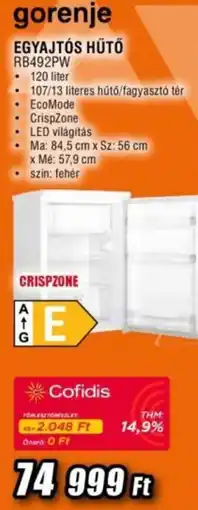 Expert gorenje egyajtós hűtő ajánlat