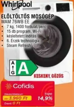 Expert Whirlpool elöltöltős mosógép ajánlat