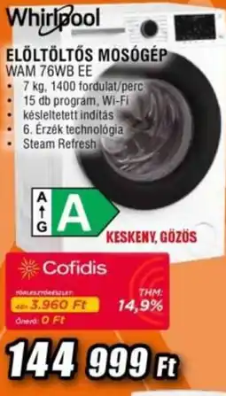 Expert Whirlpool elöltöltős mosógép WAM 76WB EE ajánlat