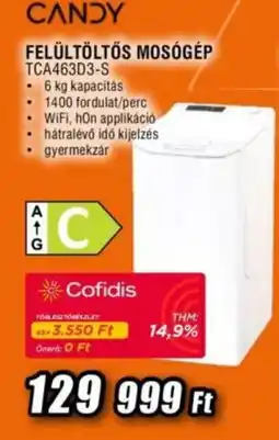 Expert Cofidis felültöltős mosógép TCA463D3-S ajánlat