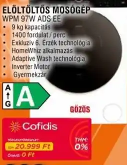 Expert Cofidis elöltöltős mosógép ajánlat