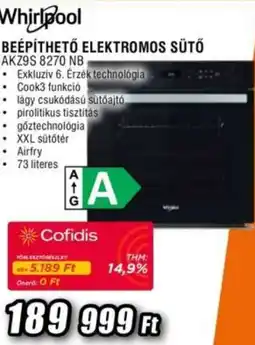 Expert Whirlpool beépíthető elektromos sütő AKZ9S 8270 NB ajánlat