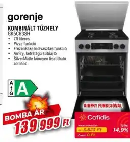 Expert Gorenje kombinált tűzhely GK5C63SH ajánlat