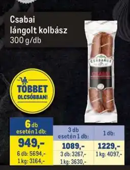 Metro CSABAI Lángolt kolbász ajánlat