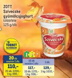 Metro Zott Szívecske Gyümölcsjoghurt ajánlat