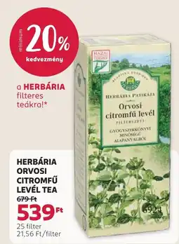 Rossmann herbária orvosi citromfű levél tea ajánlat