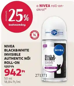 Rossmann nivea black & white invisible authentic női roll-on ajánlat