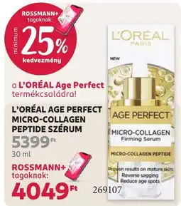 Rossmann L'oréal age perfect micro-collagen peptide szérüm ajánlat