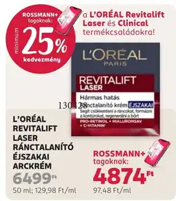 Rossmann L'oréal revitalift laser ránctalanító éjszakai arckrém ajánlat