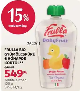 Rossmann Frulla bio gyümölcspré ajánlat