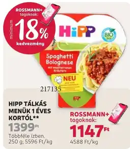 Rossmann Hipp tálkás menük ajánlat