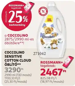 Rossmann Coccolino sensitive cotton cloud öblítő ajánlat