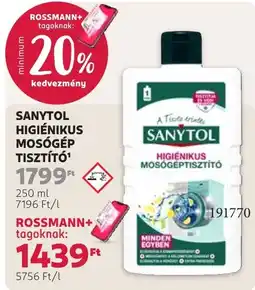 Rossmann Sanytol higiénikus mosógép tisztító ajánlat