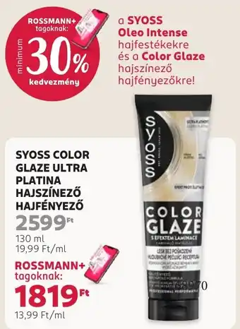 Rossmann Syoss color glaze ultra platina hajszínező hajfényező ajánlat