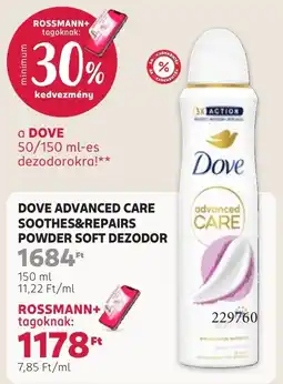 Rossmann dove advanced care soothes&repairs powder soft dezodor ajánlat