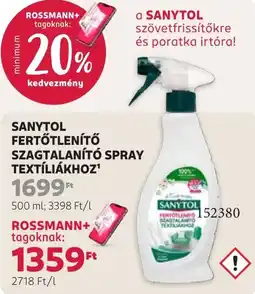 Rossmann Sanytol fertőtlenítő szagtalanító spray textíliákhoz ajánlat