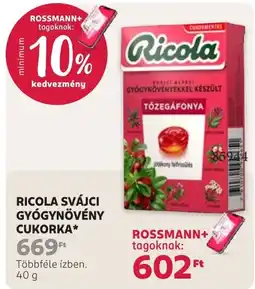 Rossmann ricola gyógy növény cukorka ajánlat