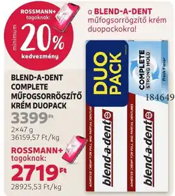 Rossmann blend-a-dent complete műfogsorrögzítő krém duopack ajánlat
