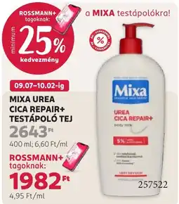 Rossmann Mixa urea cica repair+ testápoló tej ajánlat