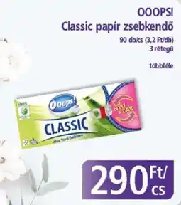 PlusMarket Ooops! classic papír zsebkendő ajánlat
