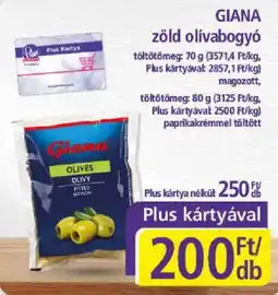PlusMarket Giana zöld olíva ajánlat