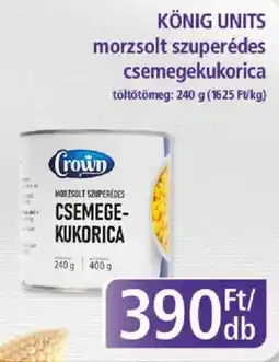 PlusMarket König units morzsoltszuperédes csemegekukorica ajánlat
