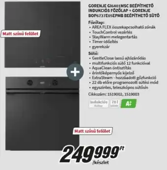 MediaMarkt Gorenje indukciós főzőlap + gorenje beépíthető sütő ajánlat