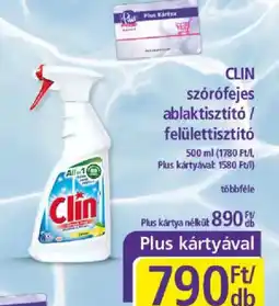 PlusMarket Clin szórófejes ablaktisztító / felülettszitító ajánlat