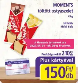 PlusMarket Moments töltött ostyaszelet ajánlat