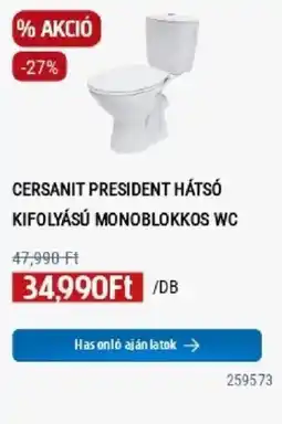 Praktiker Cersanit president hátsó kifolyású monoblokkos wc ajánlat